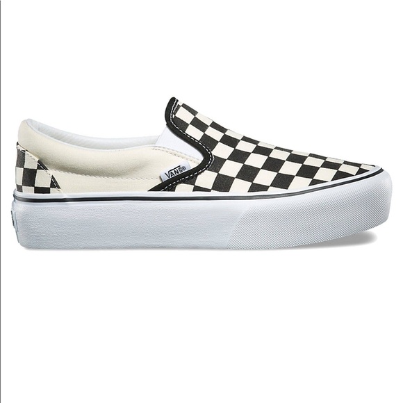 cream and white checkered vans